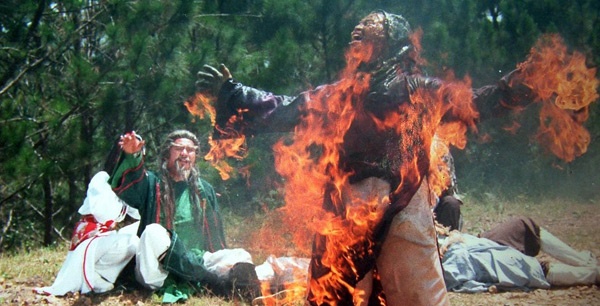 Cascadeur Lữ Đắc Long trong một cảnh cháy nguy hiểm.