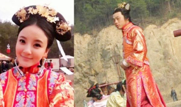 Nữ diễn viên Lưu Vũ Hân và nam diễn viên đóng thế.