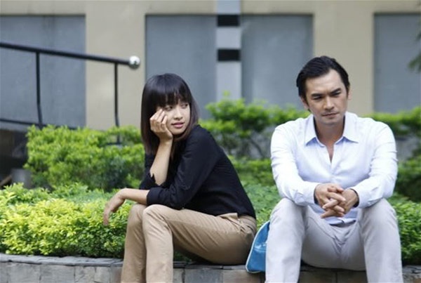 Với Lê Bê La trong phim Cá cược cuộc đời.