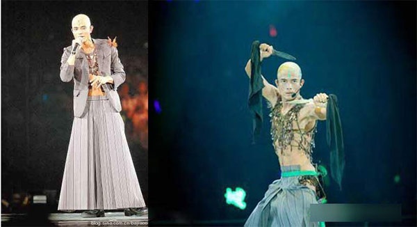 Trong live show diễn ra vào năm 2005, Quách Phú Thành không những cởi trần khoe cơ thể săn chắc, anh còn khiến fan hú hét khi xuất hiện với hình ảnh đầu trọc mặc váy.