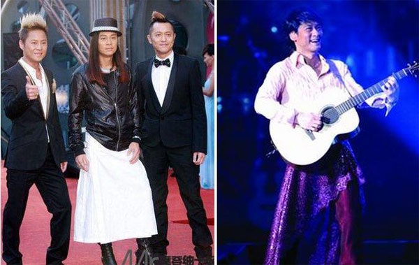 Thái Nhất Kiệt (thành viên nhóm nhạc Hong Kong Con cào cào) và ca sĩ Đài Loan Châu Hoa Kiện.