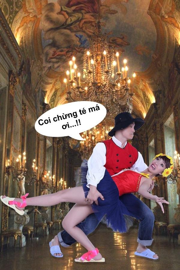 Để “bù đắp” cho cảnh cơ cực khi diễn vai đôi vợ chồng nghèo trên màn ảnh, họ đã thực hiện một bộ ảnh hài hước. Ở đó, Dustin Nguyễn là chàng hoàng tử, còn Thu Trang là nàng công chúa Ba lê.