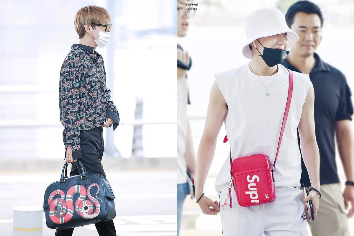 BTS toan deo tui hang hieu ra san bay, co chiec tri gia 5.400 USD hinh anh