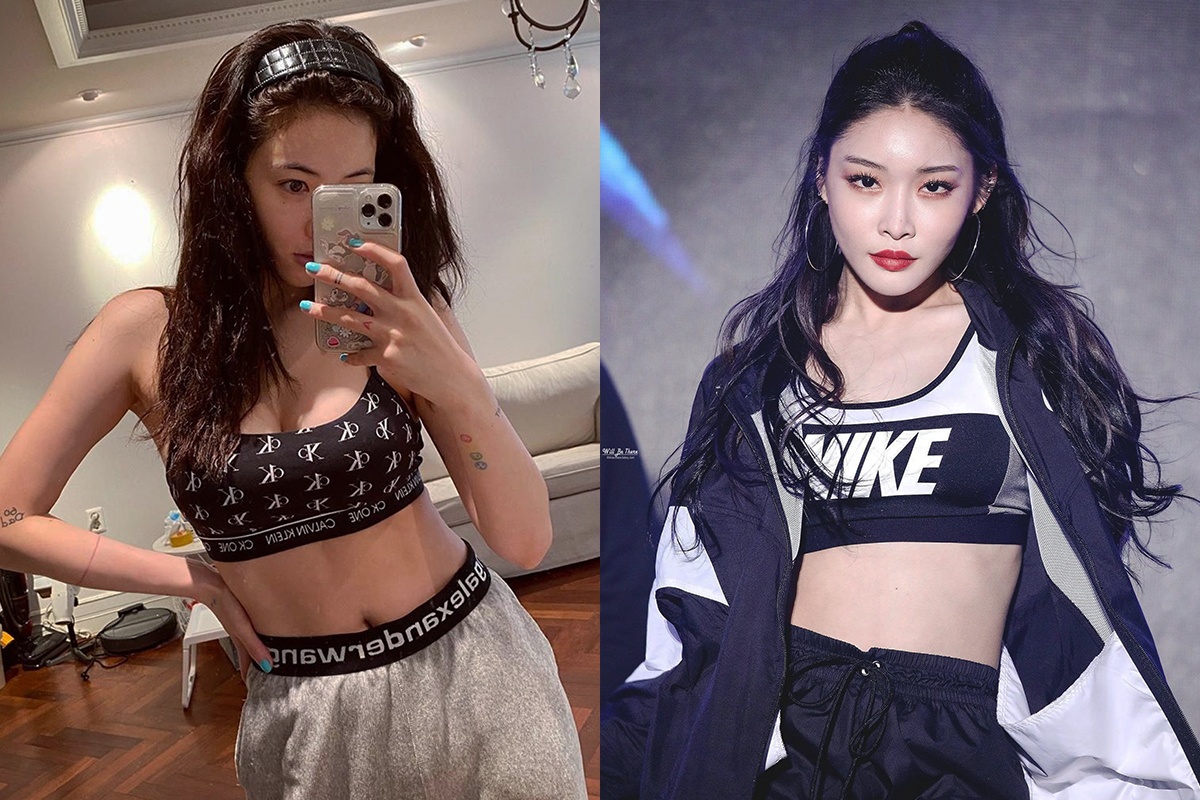 HyunA va dan my nhan Han mac ao bra the thao khoe eo thon hinh anh