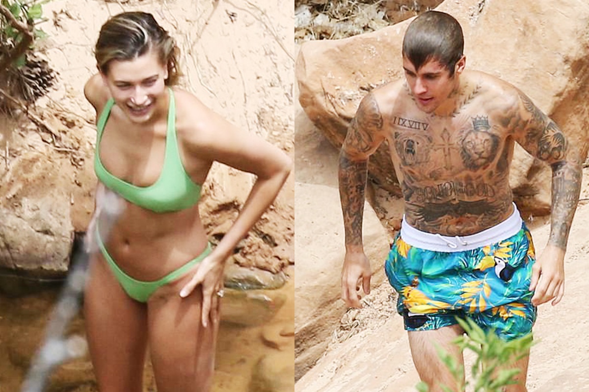 Vo chong Justin Bieber mac do boi khoe voc dang san chac hinh anh