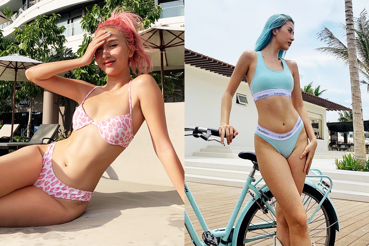 Quynh Anh Shyn thich mac bikini, vay ao dong dieu voi mau toc hinh anh