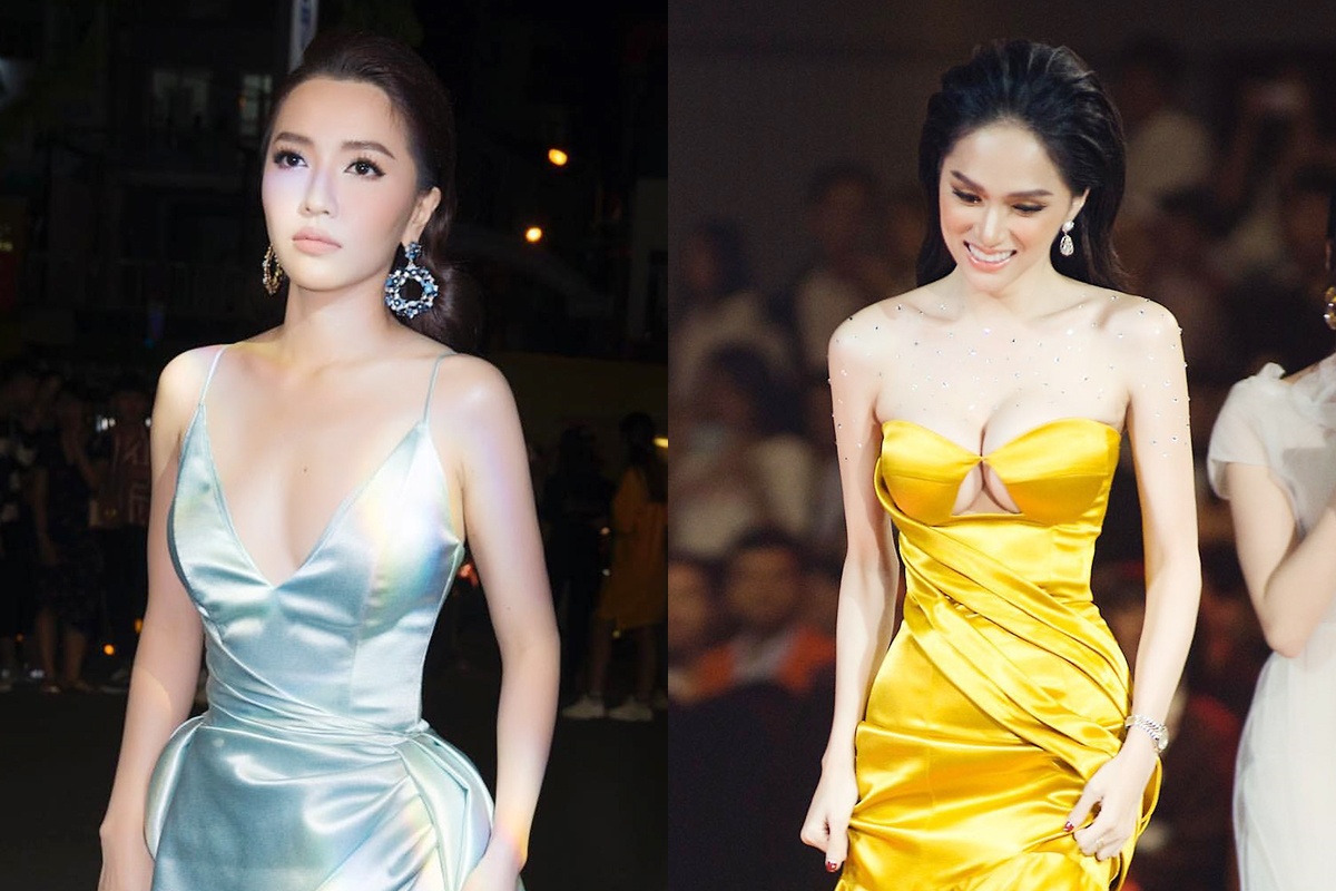 Bich Phuong, Huong Giang khoe ve goi cam voi vay lua bong hinh anh