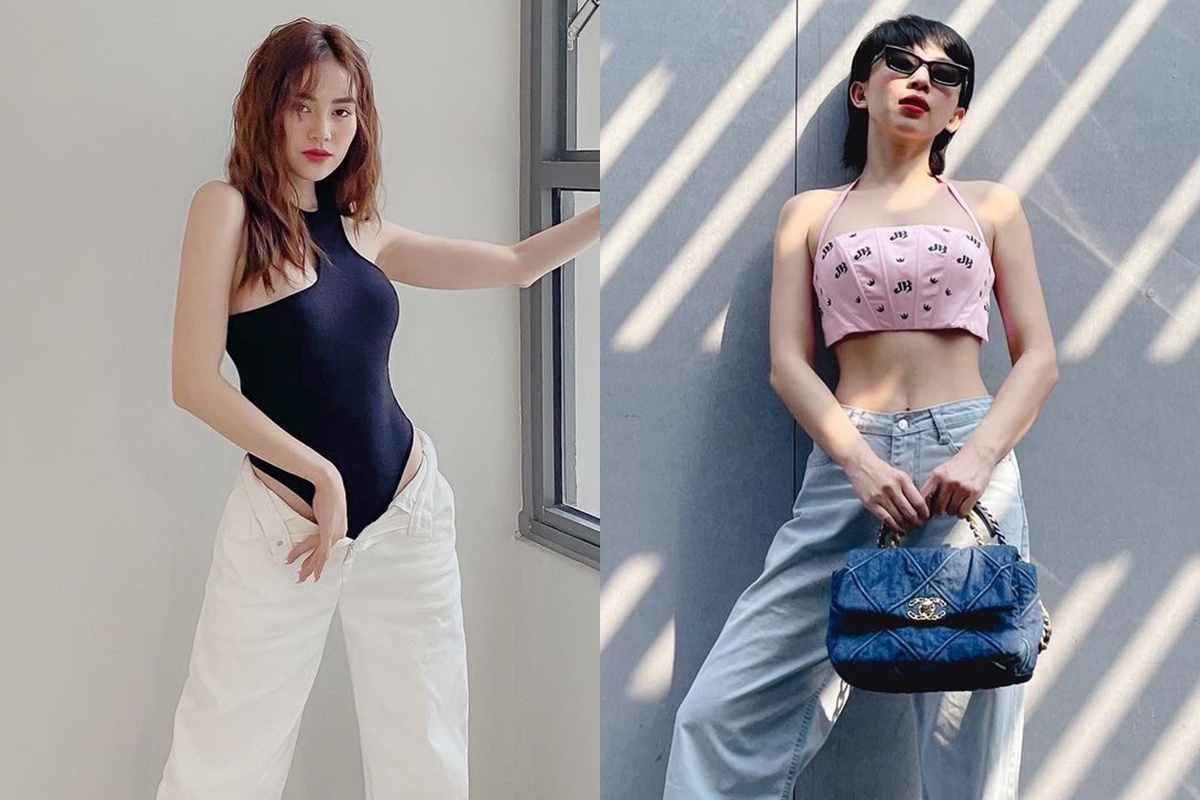 Ninh Duong Lan Ngoc, Toc Tien khoe eo thon, chan dai voi quan jeans hinh anh