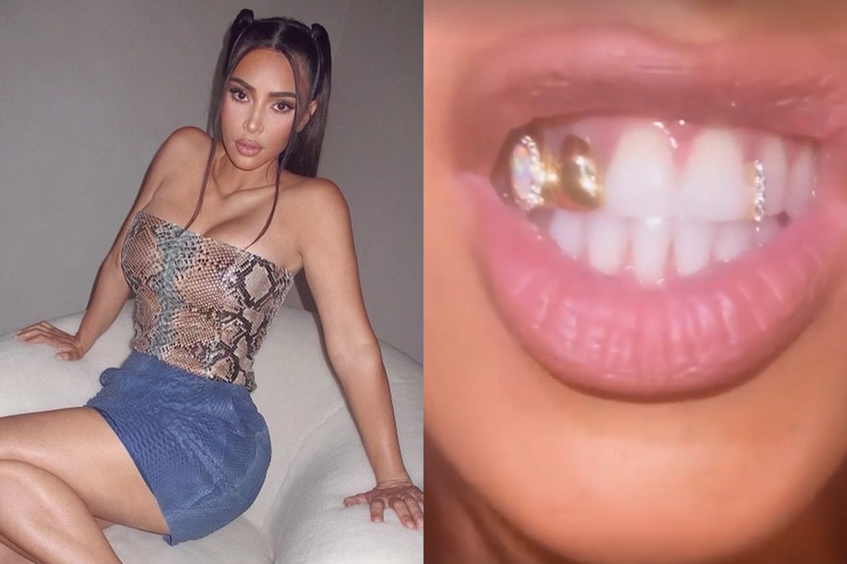 Kim Kardashian dinh kim cuong len rang hinh anh