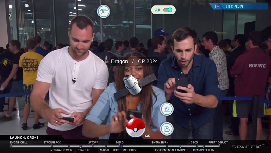 Pokemon Go xuat hien tren truyen hinh phong ten lua NASA hinh anh