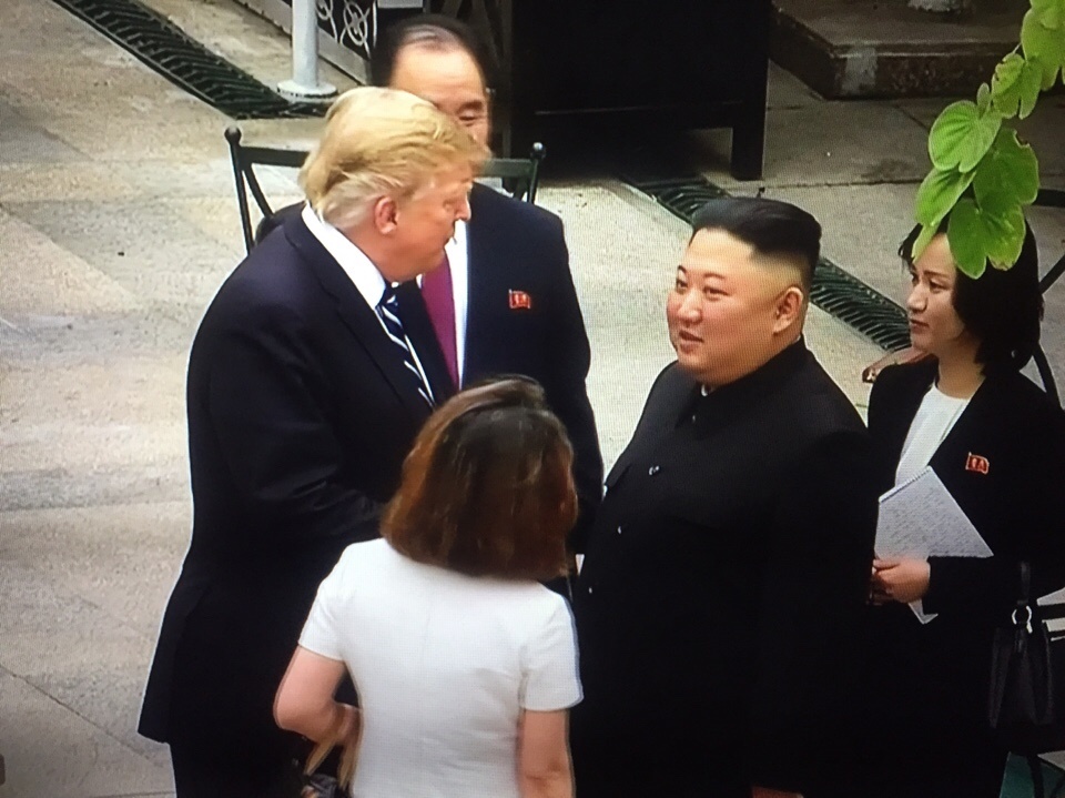 Hai ong Trump, Kim di bo trong vuon o Metropole hinh anh