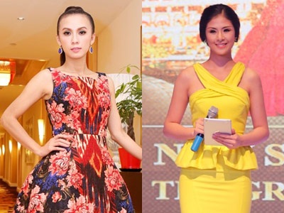 Huyen Ny lan at Ngoc Han khi lam MC chung hinh anh