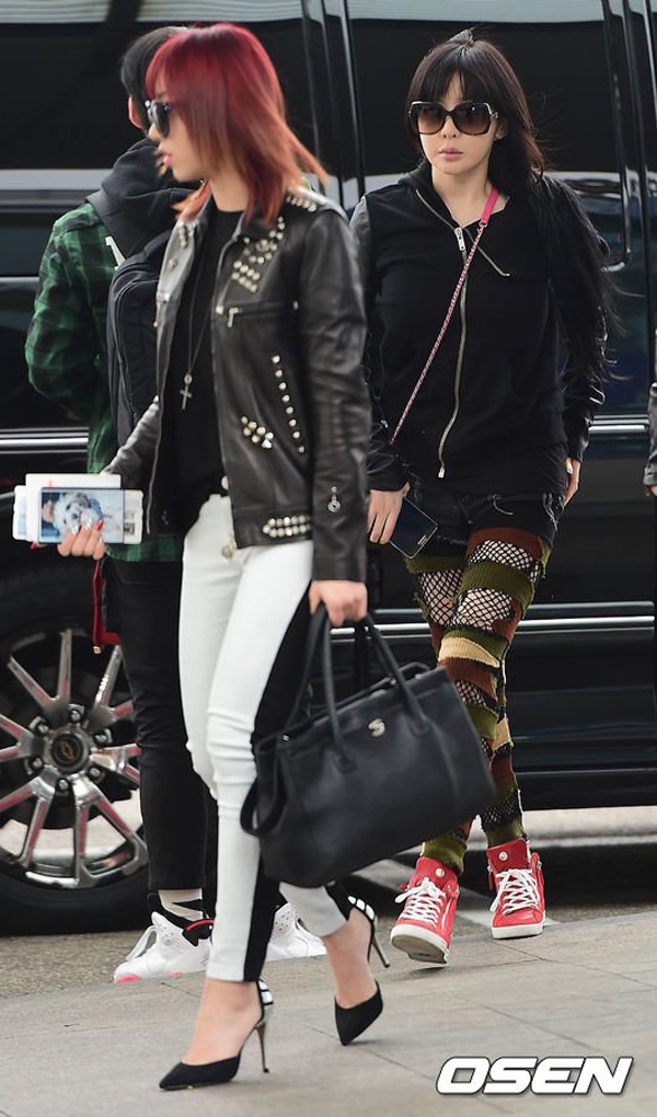 Hôm qua (9/4), nhóm 2NE1 có mặt ở sân bay  Incheon (Yeongjongdo) để sang Thượng Hải, Trung Quốc để mang tour diễn 2014 2NE1 WORLD TOUR tới đây.