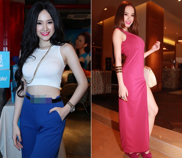 “Bà mẹ nhí” Angela Phương Trinh sở hữu thân hình mảnh mai và chiều cao không quá nổi bật nhưng vòng 1 của cô lại đẫy đà hơn bất thường, dấy lên tin đồn ngôi sao trẻ đã nhờ tới phẫu thuật nâng ngực. 