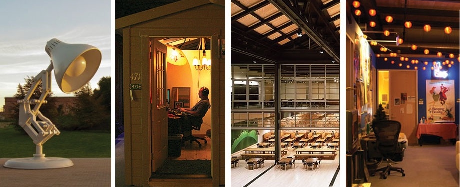 Nếu ai đó có may mắn được đặt chân tới xưởng hoạt hình Pixar thì họ ắt sẽ cảm thấy choáng ngợp. Bạn sẽ được thấy những túp lều tiki, ngôi nhà búp bê màu hồng, những tháp pháo khổng lồ bằng xốp styrofoam, hay thậm chí là một căn phòng đầy ngũ cốc.