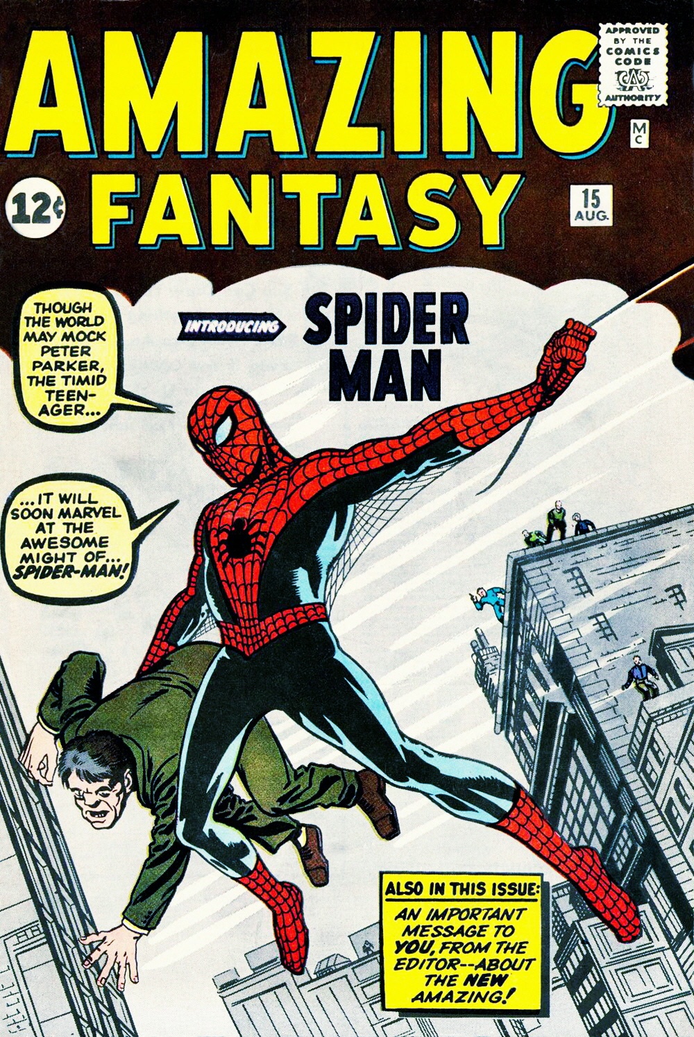 - Spider-Man xuất hiện lần đầu tiên trên truyện tranh của Marvel tại ấn phẩm Amazing Fantasy vào tháng 8 năm 1962. Trong thế giới truyện tranh, Spider-Man từng phải đối mặt với tổng cộng 718 nhân vật phản diện. Đã có tất cả 10267 ấn phẩm truyện tranh có sự xuất hiện của Spider-Man.