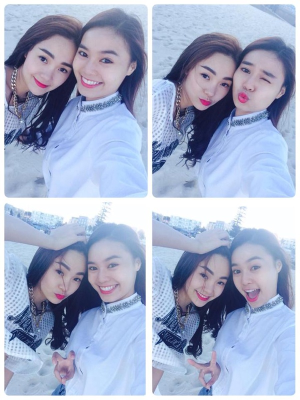 Hai cô gái của Vừa đi vừa khóc - Minh Hằng và Ninh Dương Lan Ngọc thích thú vi vu trên taxi thuyền khi du lịch ở Úc.