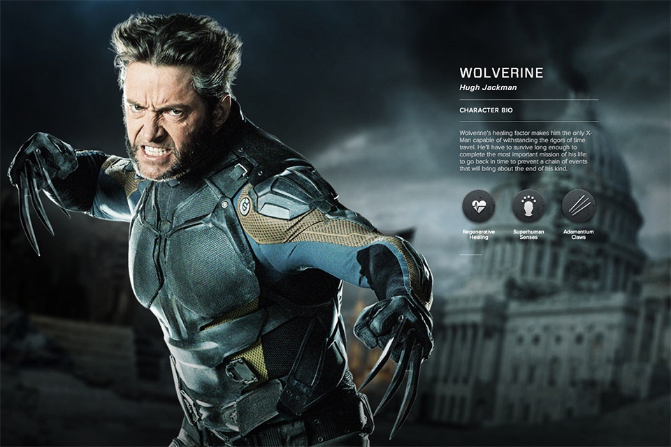 Khả năng tự hồi phục giúp Wolverine trở thành dị nhân duy nhất chịu đựng được những điều kiện khắc nghiệt trong lúc du hành ngược thời gian. Wolverine phải sống sót cho tới khi hoàn thành nhiệm vụ quan trọng nhất cuộc đời anh: trở về quá khứ, ngăn chặn chuỗi sự kiện dẫn tới sự tuyệt diệt của các dị nhân.