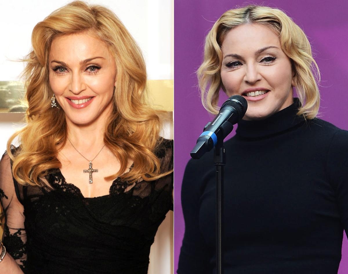 “Nữ hoàng nhạc pop” Madonna không ít lần xuất hiện với gương mặt sưng vù vì lạm dụng Botox níu kéo lại nhan sắc tuổi xuân. Trong khi da mặt được căng mịn thì phần da tay, chân của diva hằn rõ dấu vết thời gian.