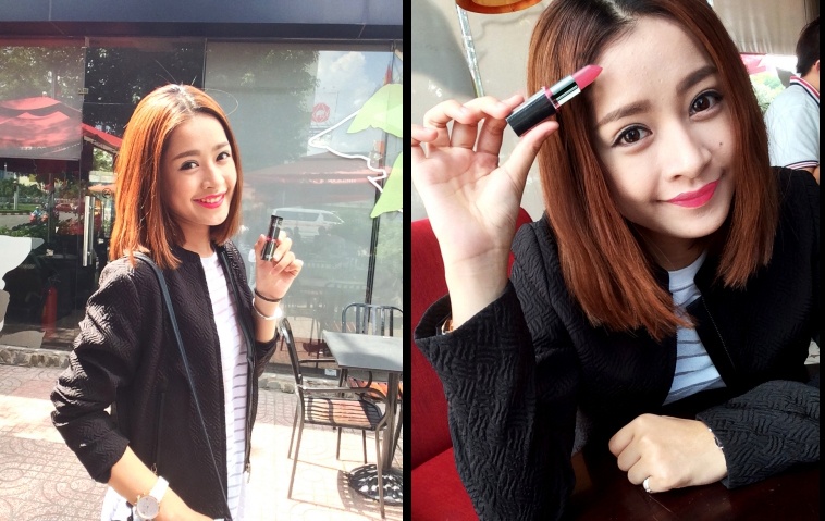 Buổi sáng, cô khoe sử dụng loại son mới. Trong bức hình cận mặt, Chi Pu lộ rõ sự khác biệt ở đôi mắt - khi trước đó nhiều người nghi ngờ hot girl cắt mí.