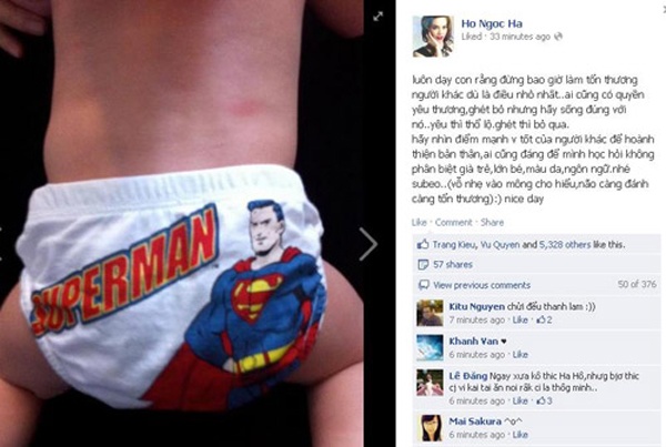 Tháng 8/2012, Hồ Ngọc Hà đang làm huấn luyện viên cho The Voice Việt mùa đầu tiên, cô bị đàn chị Thanh Lam nhận xét nghi ngờ về cách dạy thí sinh. Không đáp trả trực tiếp, nữ ca sĩ chọn cách đăng bức ảnh chụp bé Subeo mặc tã cùng với dòng status: “Luôn dạy con rằng đừng bao giờ làm tổn thương người khác dù là điều nhỏ nhất. Ai cũng có quyền yêu thương, ghét bỏ nhưng hãy sống đúng với nó: Yêu thì thổ lộ, ghét thì bỏ qua. Hãy nhìn điểm mạnh và tốt của người khác để hoàn thiện bản thân. Ai cũng đáng để mình học hỏi không phân biệt già trẻ, lớn bé, màu da, ngôn ngữ nhé Subeo...(vỗ nhẹ vào mông cho hiểu, não càng đánh càng tổn thương)”. 