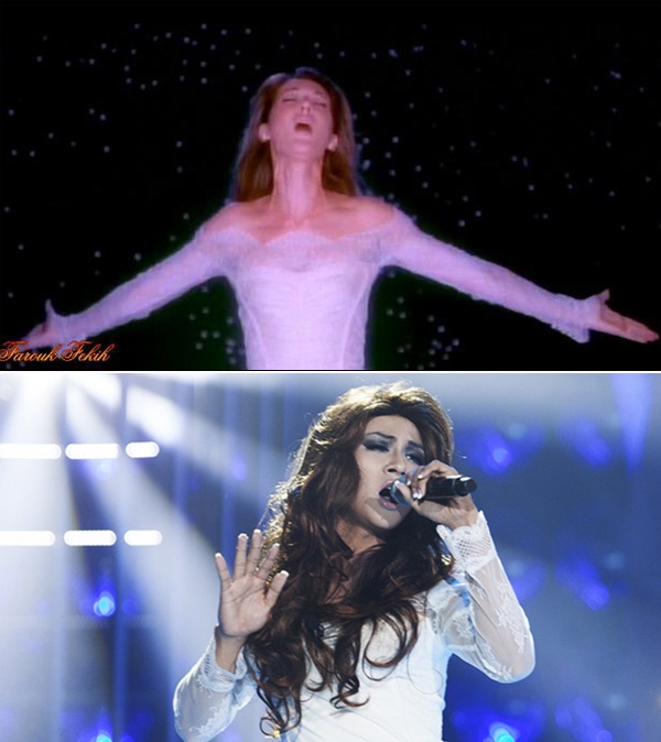 Tới lượt con trai nuôi là Hoài Lâm tham gia cuộc thi Gương mặt thân quen, danh hài có dịp xem con trai trổ tài giả gái nhuần nhuyễn không kém. Hoài Lâm thường hóa thân vào những nữ ca sĩ trẻ nổi tiếng trong và ngoài nước. Ở đêm thi đầu tiên, nam ca sĩ dân ca thử sức hóa trang thành nữ ca sĩ Celine Dion trong ca khúc My Heart Will Go On kinh điển. 