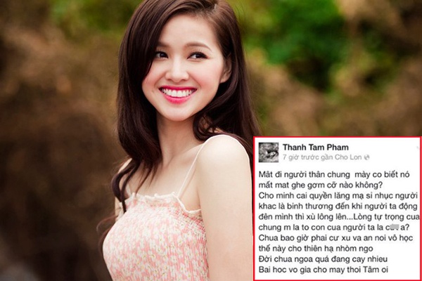 Đây không phải lần đầu tiên Tâm Tít – người vốn có hình ảnh trong sáng bị vướng vào scandal chửi bậy. Hồi đầu năm nay, trên trang cá nhân, Tâm Tít đăng một trạng thái Facebook và xưng hô “mày – tao”. Vào thời điểm đó, Tâm Tít vừa mất người thân, tâm trạng cô khá buồn bã nên khi bị xúc phạm, người đẹp không kìm chế được cảm xúc. 