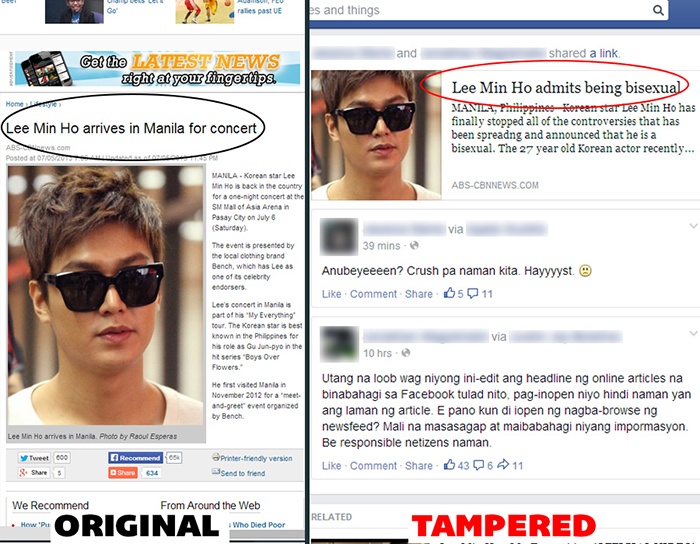 Tờ báo của Phillipines đính chính sự việc.