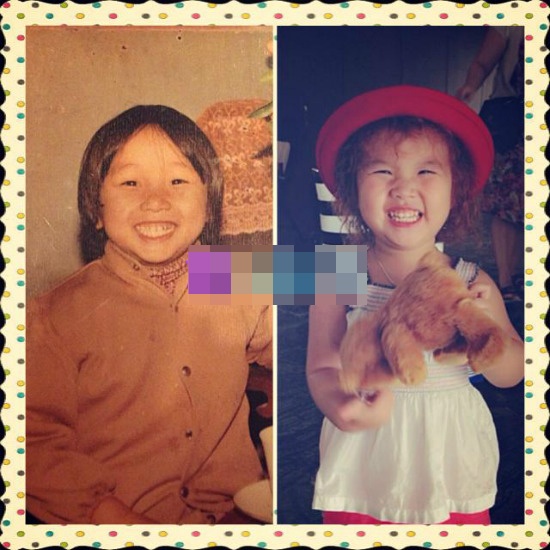 Một nhóc tỳ là bản sao của bố thời còn bé là bé gái Vi An của MC Thành Trung với vợ cũ Thu Phượng. Ông bố trẻ tự hào khoe diện mạo giống con gái của mình hồi nhỏ, 2 bố con tương đồng ở nụ cười với hàm răng nhỏ cùng gương mặt với chiếc cằm khá dài.