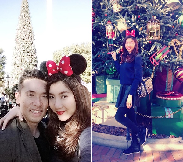 Người mẫu kiêm diễn viên Ngọc Quyên đang tận hưởng cuộc sống vợ chồng ở Mỹ với bác sĩ Việt kiều. Tại đây, chân dài được chồng đưa đi vui chơi ở nhiều địa điểm nổi tiếng. Vào dịp Giáng sinh năm ngoái, vợ chồng Ngọc Quyên đến công viên Disneyland. 