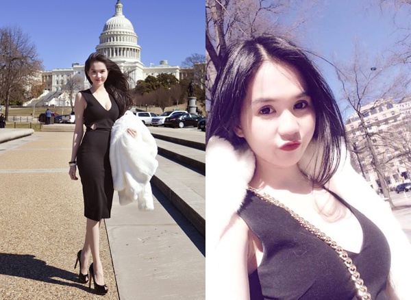 Trong chuyến đi đầu năm, chân dài diện đồ sexy trong thời tiết giá lạnh ở Washington DC. Cô đến thăm các địa điểm như tòa nhà Quốc hội Mỹ, Nhà Trắng.