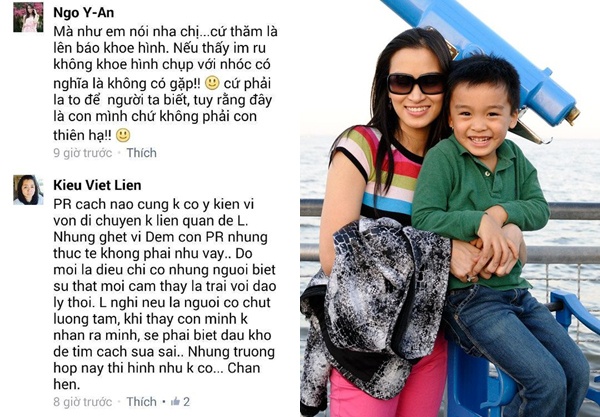 Nội dung đoạn trò chuyện đề cập đến mối quan hệ cha con của giọng ca Tình thôi xót xa và ám chỉ anh là người cha thiếu trách nhiệm. Ý An hé lộ, trong suốt thời gian 2 năm, Lam Trường chỉ gặp con duy nhất 1 lần và kéo dài 30 phút. Ý An còn kể lại buổi gặp gỡ giữa 2 bố con Lam Trường nhưng sau đó cậu bé thú nhận không nhớ mặt ba mình. Điều đáng nói, Ý An còn lên tiếng như trách móc chồng cũ lấy con trai để PR cho bản thân: “Cứ mỗi lần thăm là lên báo khoe hình. Nếu thấy im ru không khoe hình chụp với nhóc có nghĩa là không có gặp,…” 