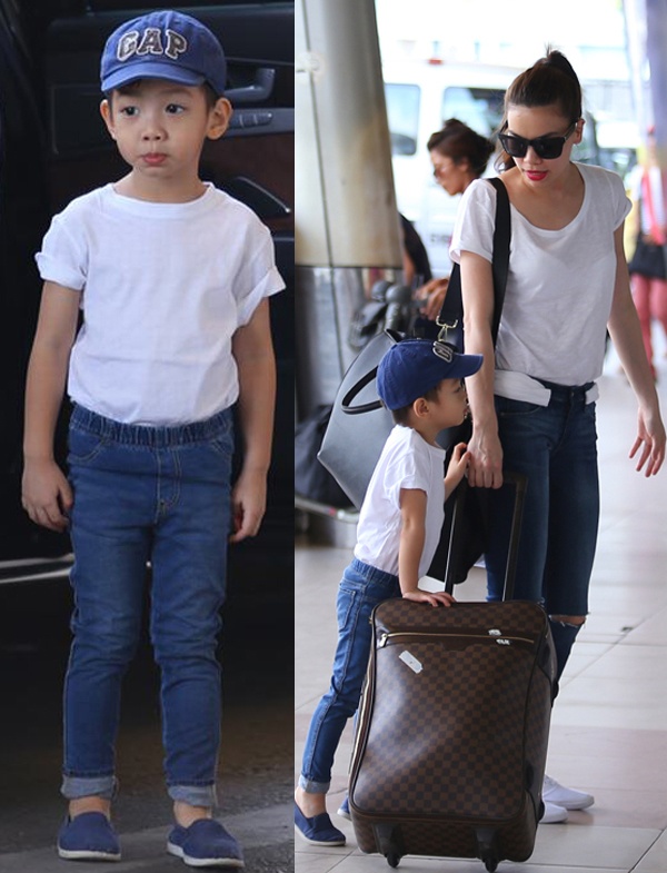 Hoặc có những khi Subeo diện đồ đôi ăn ý với trang phục của mẹ Hà Hồ. 