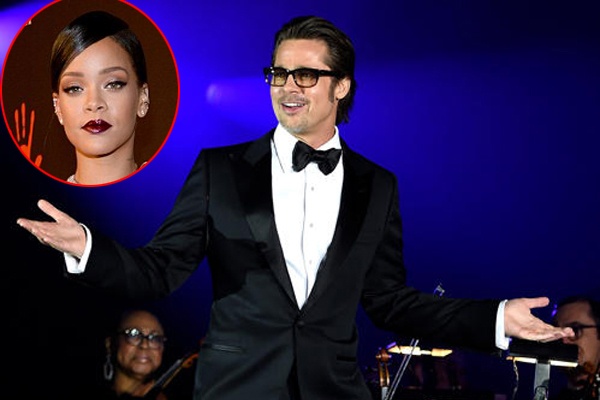 Brad Pitt giao huan Rihanna ngay tren san khau hinh anh