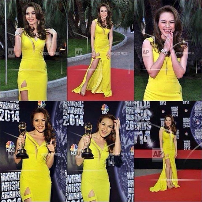 Mỹ Tâm trên thảm đỏ World Music Awards 2014.