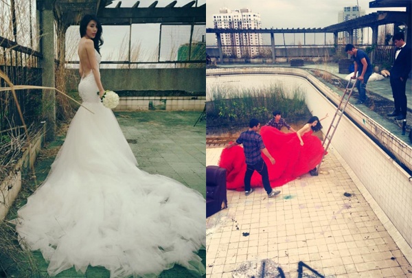 Hôm 22/12 vừa qua, giọng ca Chàng trai tháng 12 và ông xã đến một chung cư cũ ở quận 5, TP. HCM chụp ảnh cưới. Trong buổi chụp hình, cô mang theo hai bộ váy cưới đã mặc trong MV Happy Ending và leo bộ tới tầng 11 để có được những bức ảnh ưng ý nhất. Trong vòng 3 tiếng đồng hồ, vợ chồng Thủy Tiên – Công Vinh vất vả di chuyển với bộ váy khá dài. Vào ngày 27/12 tới, đám cưới của cặp đôi sẽ diễn ra ở quê nhà cô dâu - Kiên Giang. 