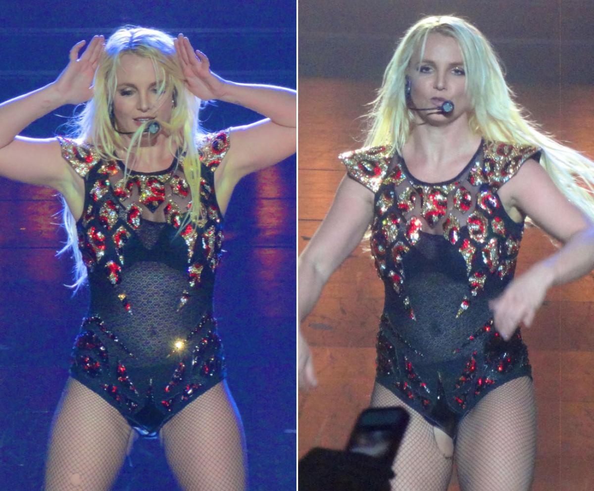 Trên sân khấu Piece of Me ở Las Vegas hồi tháng 2/2014, trong lúc trình diễn, Britney Spears làm rách tất lưới ở ngay phần nhạy cảm. Đây không phải lần đầu tiên nữ ca sĩ gặp sự cố trang phục biểu diễn. 
