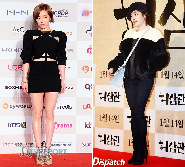 Là một trong những kiều nữ gợi cảm của Kpop, Ga In thường xuyên khoe phong cách gợi cảm của mình trong những bộ đồ ngắn ngủi, khoe da thịt. Tuy nhiên tại sự kiện hôm 12/1, thành viên Brown Eyed Girls xuất hiện với gương mặt tròn đầy đặn, ăn mặc kín mít, nhiều người không còn nhận ra giọng ca gợi cảm ngày nào. Sau khi hình ảnh tăng cân tràn ngập các mặt báo, Ga In buồn phiền lên trang cá nhân hứa hẹn sẽ giảm cân. 