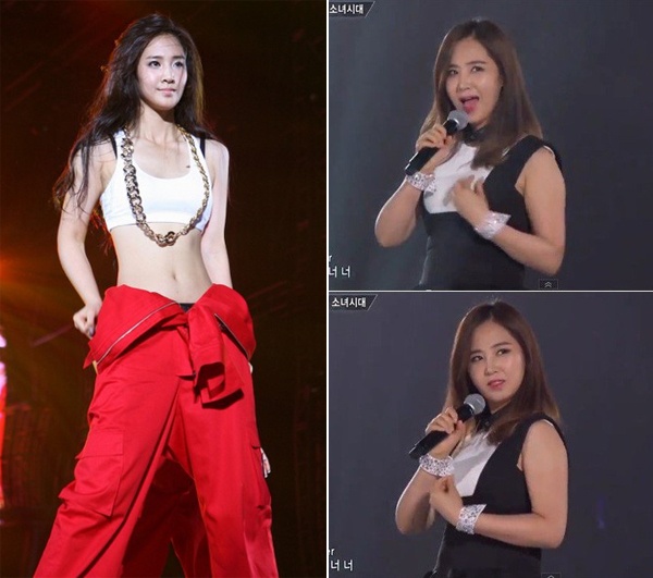 Thời gian gần đây, thành viên Yuri của SNSD tích cực tập luyện lấy lại vóc dáng thon thả gợi cảm sau khi những hình ảnh mũm mĩm của cô tràn ngập trên báo giới. Có thể thấy rõ bắp tay của nữ ca sĩ mập mạp hơn khá nhiều. 