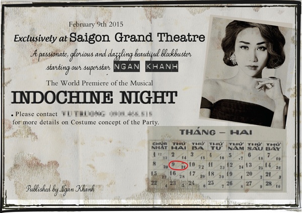 Trong thiệp báo tin nhắc nhở khách mời về ngày cưới, nữ diễn viên cho thiết kế thiệp giống như vé xem biểu diễn mang phong cách cổ điển của thập niên 50. Cô gọi hôn lễ của mình là vở nhạc kịch tình ái và huy hoàng - Đêm Phương Đông và yêu cầu khách xác nhận để chuẩn bị trang phục. 