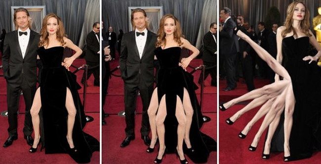 Không dừng lại ở thảm đỏ, trên sân khấu nữ diễn viên tiếp tục màn khoe chân. Tư thế tạo dáng này bị chê lố và ngay sau đó trở thành đề tài bị cư dân mạng bàn tán và làm trò đùa. 