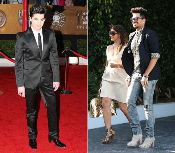 Nam ca sĩ Adam Lambert cao tới 1m85 nhưng anh vẫn làm bạn với những đôi giày cao gót hoặc đế bằng, giấu gót. Adam từng lên sân khấu với một đôi giày được đính kim lấp lánh.