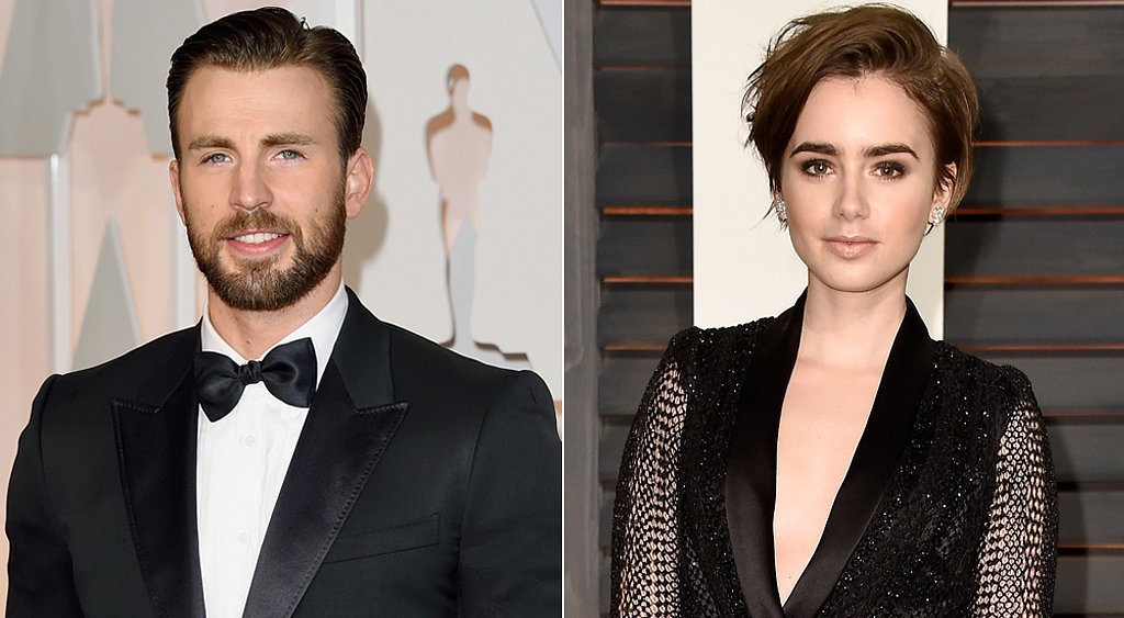 Chris Evans và Lily Collins tại sự kiện hậu Oscar hồi tháng 2.