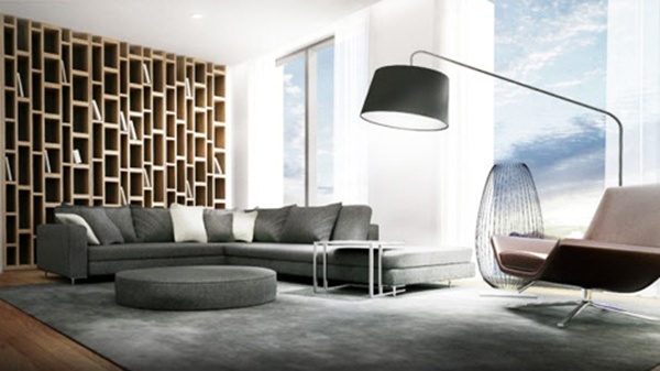 Phòng khách cũng được trang trí sang trọng. Kết cấu đơn giản nhưng chú trọng tới tính thẩm mỹ cao. 