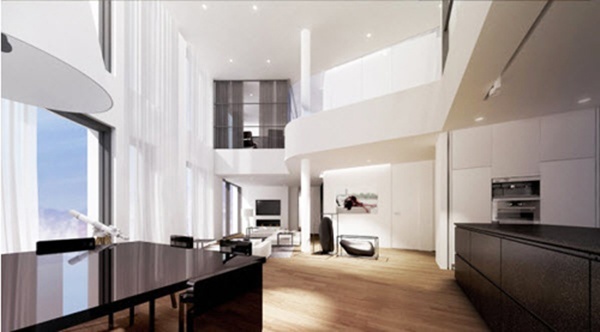 Mỗi hộ gia đình ở trong chung cư này đều được cung cấp một thang máy riêng biệt. Tài tử nổi tiếng Lee Jung Jae từng tốt nghiệp ngành thiết kế nhà nên anh tự tay thiết kế toàn bộ. 