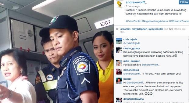 Bà Melissa bị cảnh báo 2 lần trước khi khiến máy bay quay lại nơi khởi hành. Ảnh do nam diễn viên Andrew Wolff chụp lại.