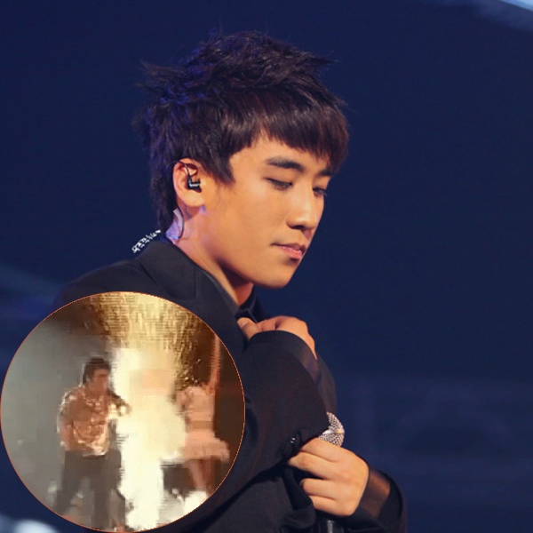 Khi còn là nhóm nhạc mới ra mắt, Big Bang cũng từng gặp phải một sự cố khiến thành viên Seungri nhớ đời. Trong một buổi diễn Great Concert 2007,  khi pháo hoa bắn ngay trên sân khấu, Seungri đứng quá gần và bị bắn vào người.  Mặc dù đã tránh nhưng nam ca sĩ vẫn bị thương và được đưa đến bệnh viện. Seungri chia sẻ kể từ đó anh khá sợ pháo hoa. 
