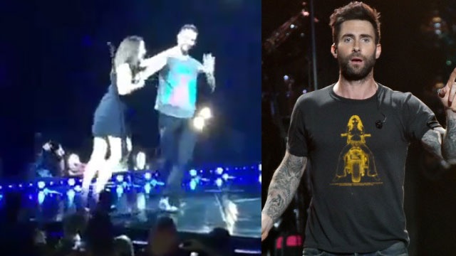Adam Levine bi fan tan cong trong live show hinh anh