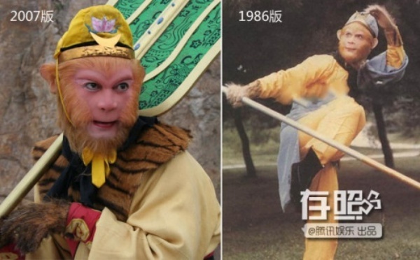 Lục Tiểu Linh Đồng trong vai Tôn Ngộ Không năm 1986 và sau đó năm 2007