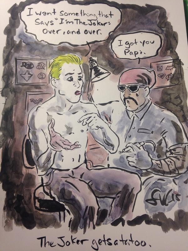 Một cư dân mạng sáng tạo bức ảnh khi Joker đi xăm hình.